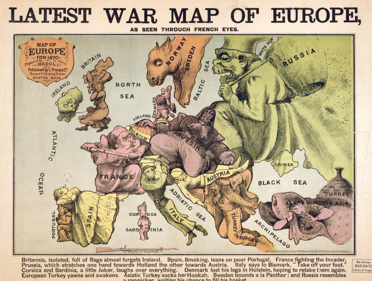 Karta över Europa som visar de rivaliserande supermakterna av Unbekannter Künstler