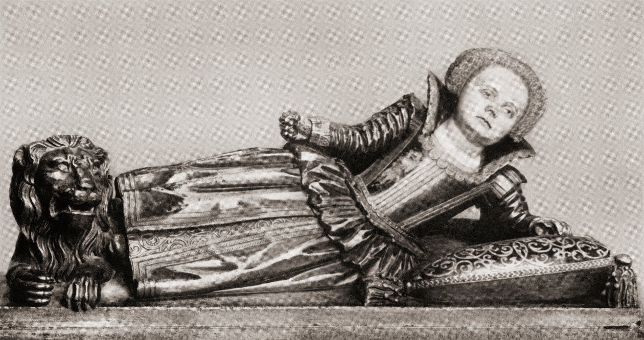 Mary of England, Skottland och Irland, från sin grav i Westminster Abbey, från The Girl Through the Ages, publicerad 1933 (litho) av Unbekannt