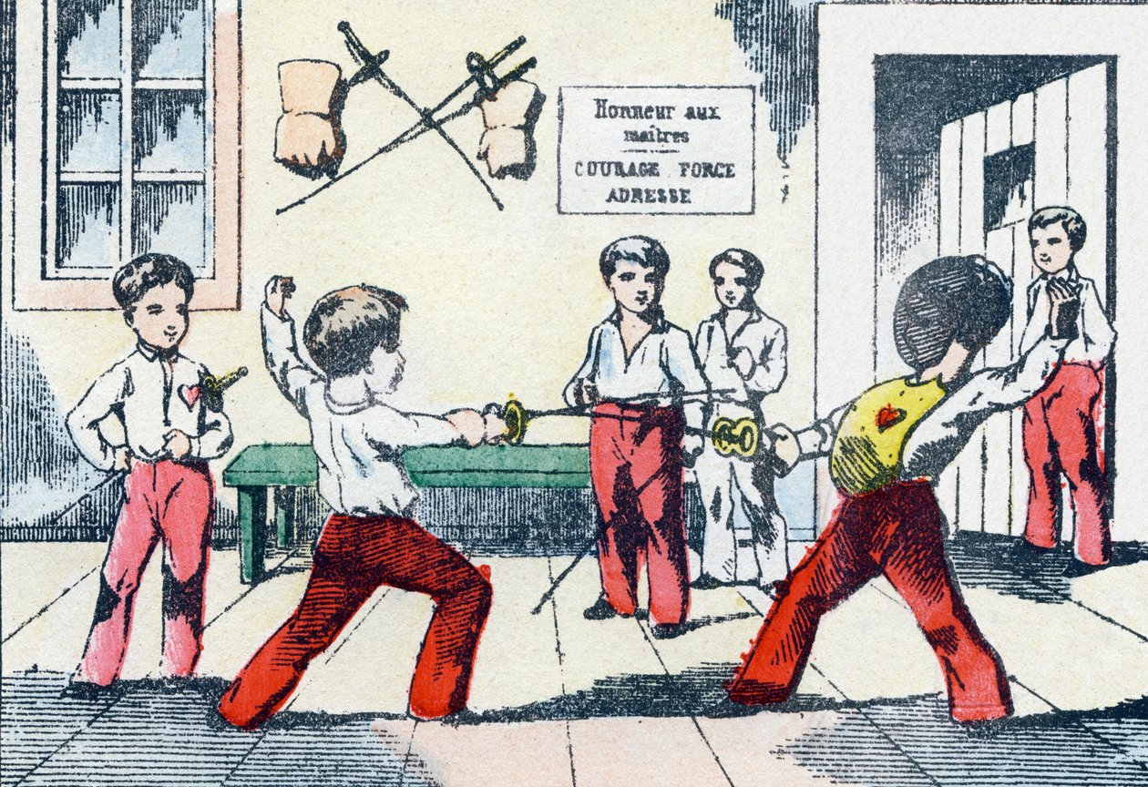 Vapenmästare. Gravyr i "Alphabet militaire enfantin". Bildspråk av Pont-a-Mousson, cirka 1890. 20 sidor. Mått: 28,5x21cm av Unbekannt