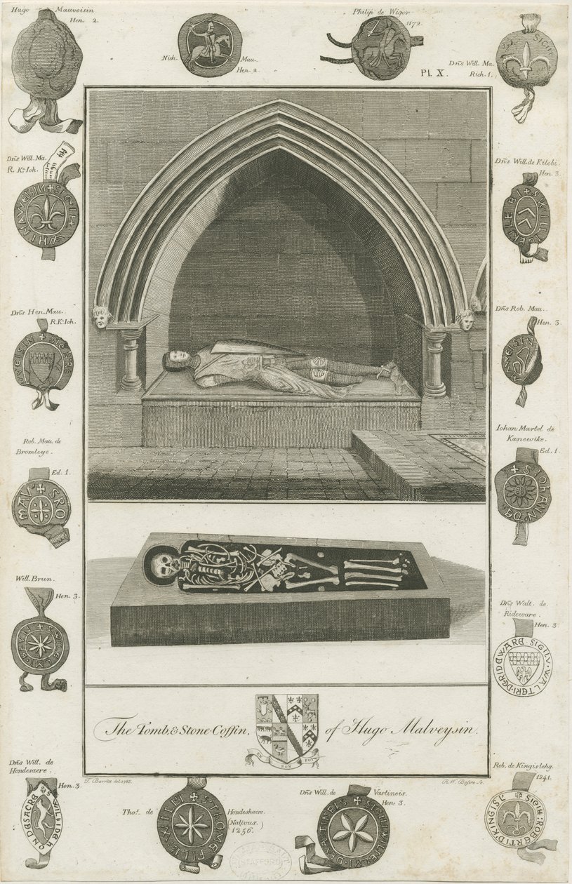 Mavesyn Ridware - Hugo Mavesyns grav: gravyr, 1785 av Unbekannt