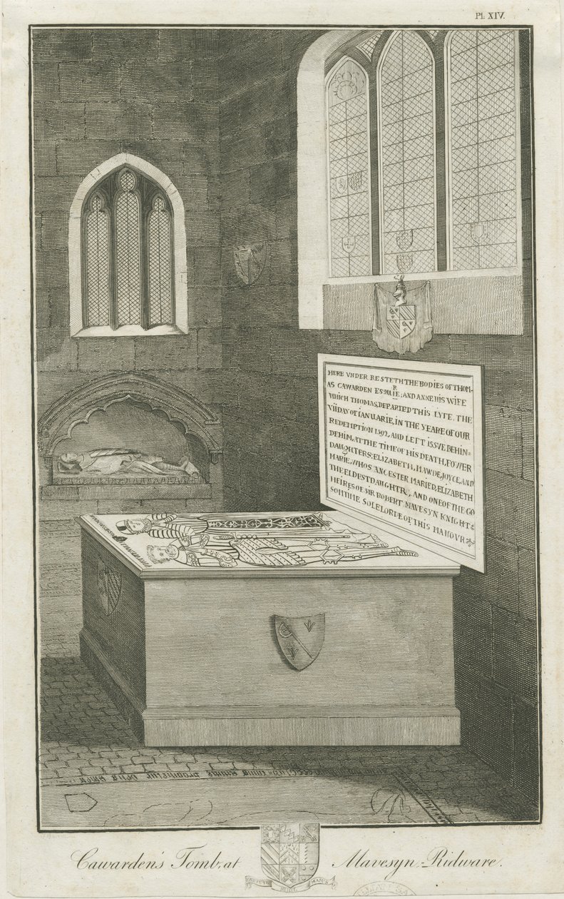 Mavesyn Ridware - Tomb of Thomas Carwarden: gravyr, nd [sent 18th cent] av Unbekannt