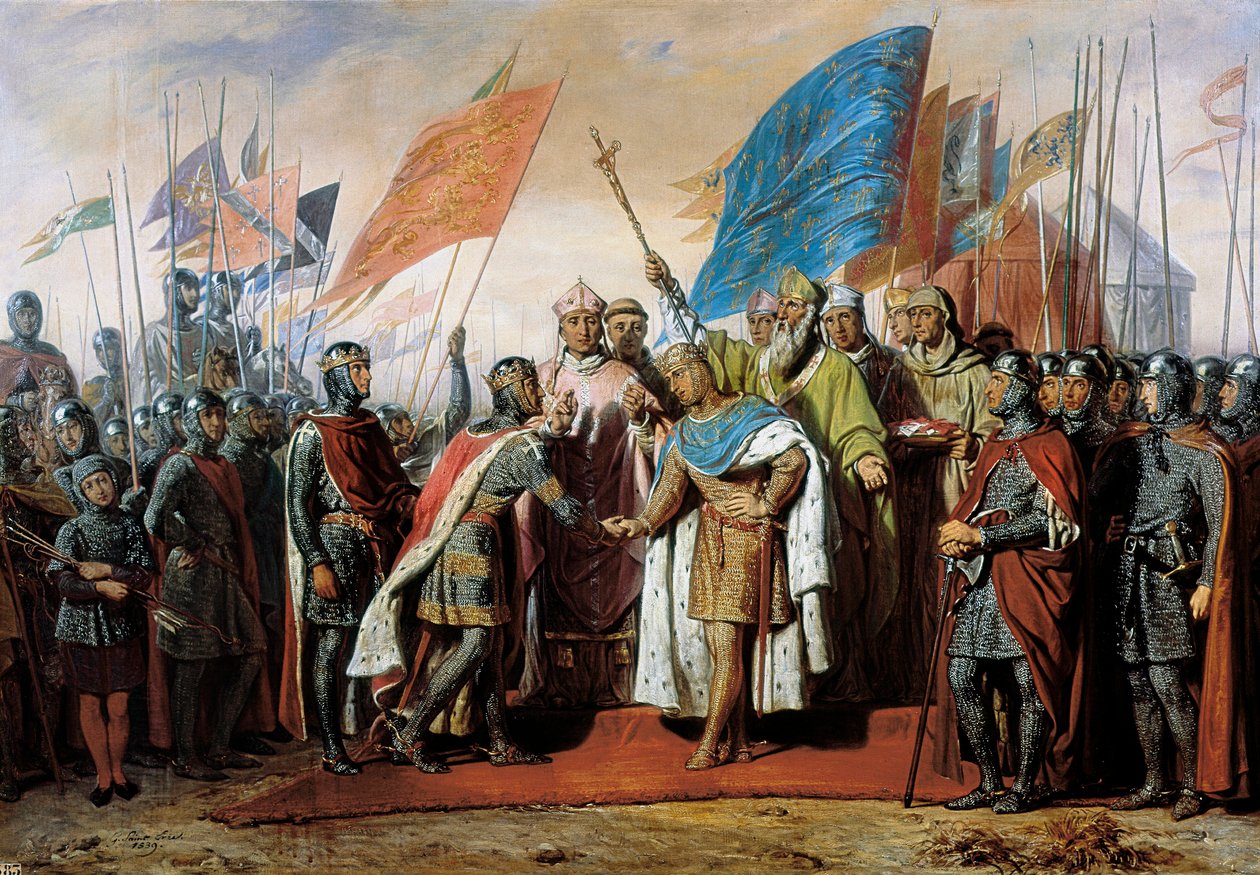 Möte mellan Filip II kung av Frankrike och Henrik II kung av England i Gisors, 21 januari 1188 av Unbekannt