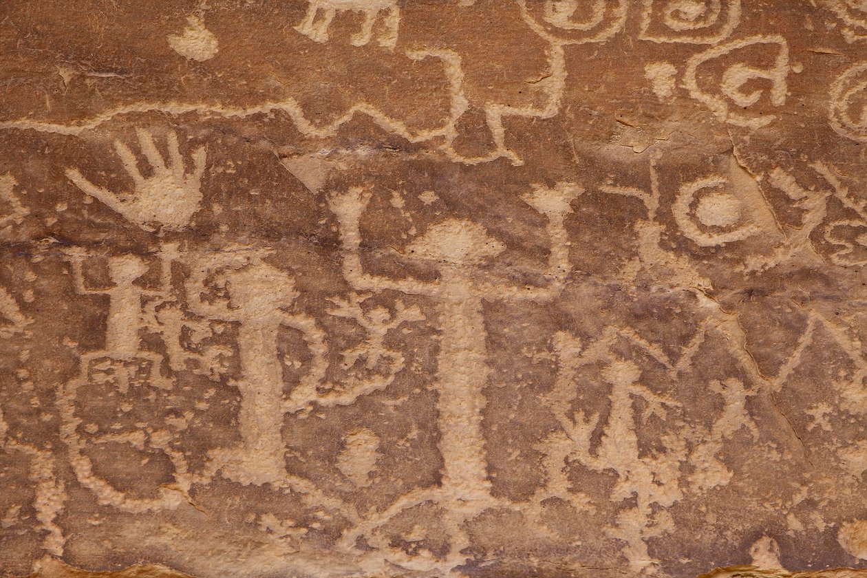 Mesa Verde, amerikanska Petroglyphs Anasazi eller Pueblo förfäder av William M. Timlin