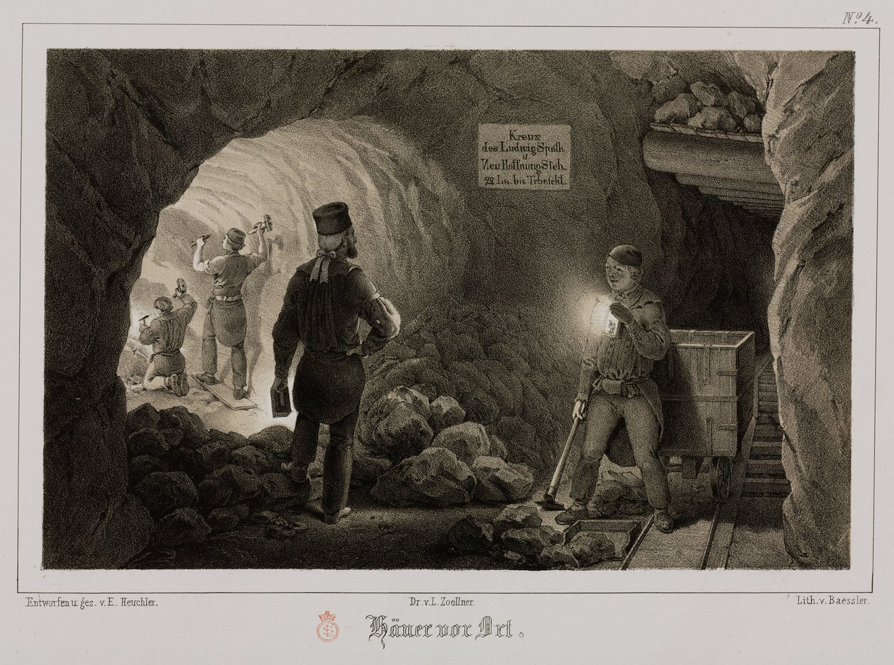 Gruvdrift, Metal Ores Miners, Tyskland, ca 1851 av Unbekannt