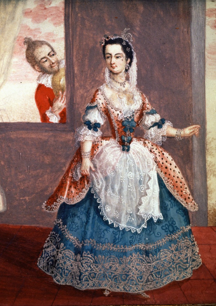 Miss Contat som Suzanne i Figaros bröllop, tidigt 1800-tal (målning) av Unbekannter Künstler