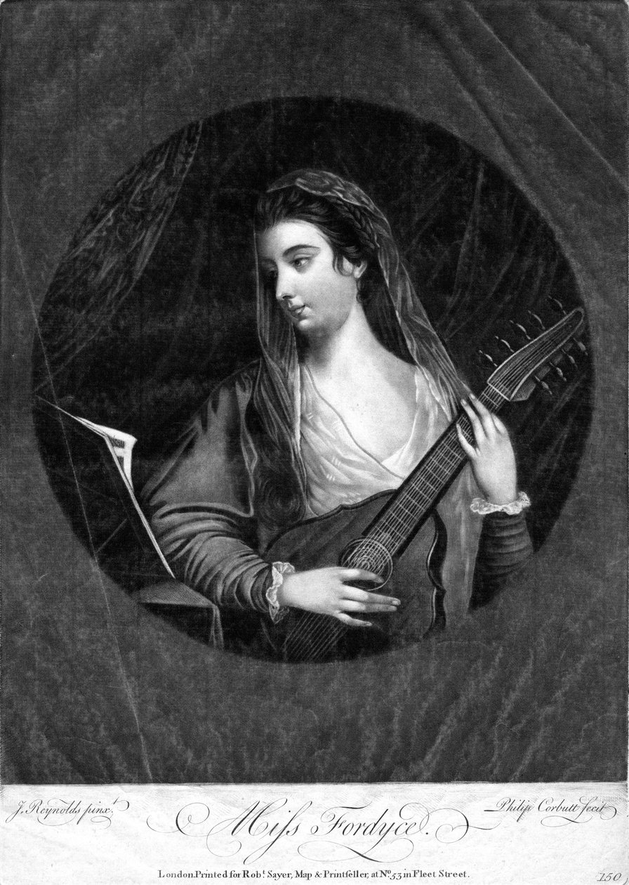 Miss Fordyce spelar cittern. av Unbekannt