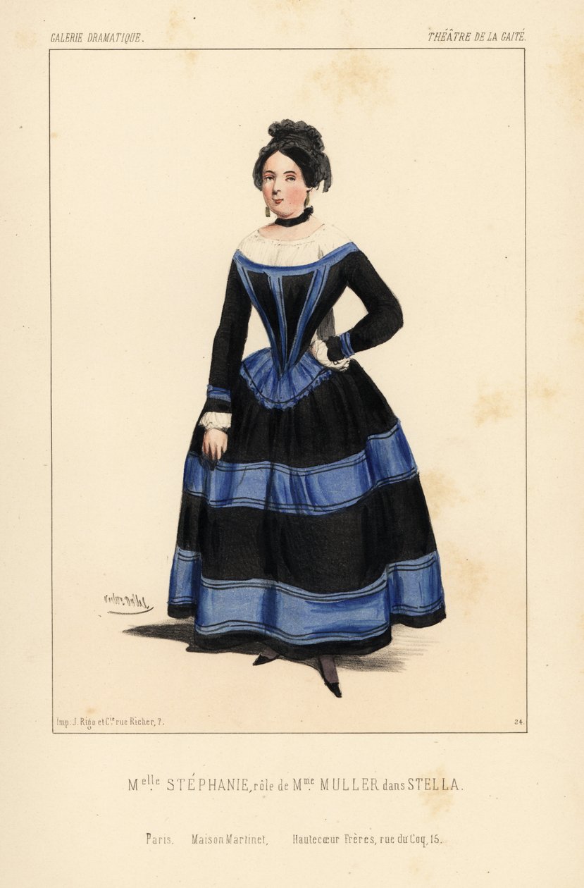 Miss Stephanie som Madame Muller i Stella av Anicet Bourgeois, Theatre de la Gaite av Unbekannter Künstler