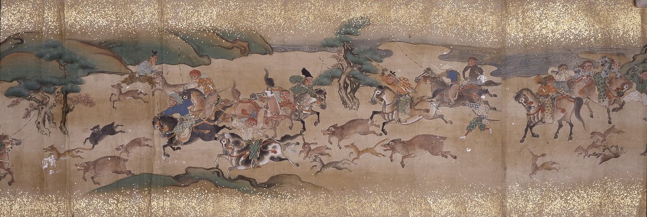 Monkeys Hunting (インク、色、紙)スウェーデン語 av Unbekannter Künstler