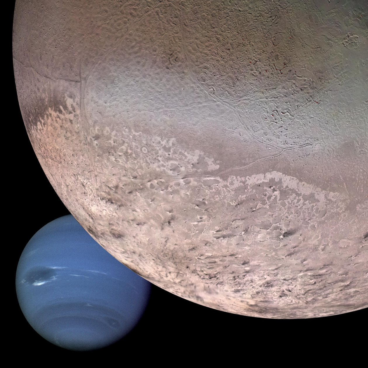 Montage av Neptunus och dess måne Triton (digital bild) av Unbekannt