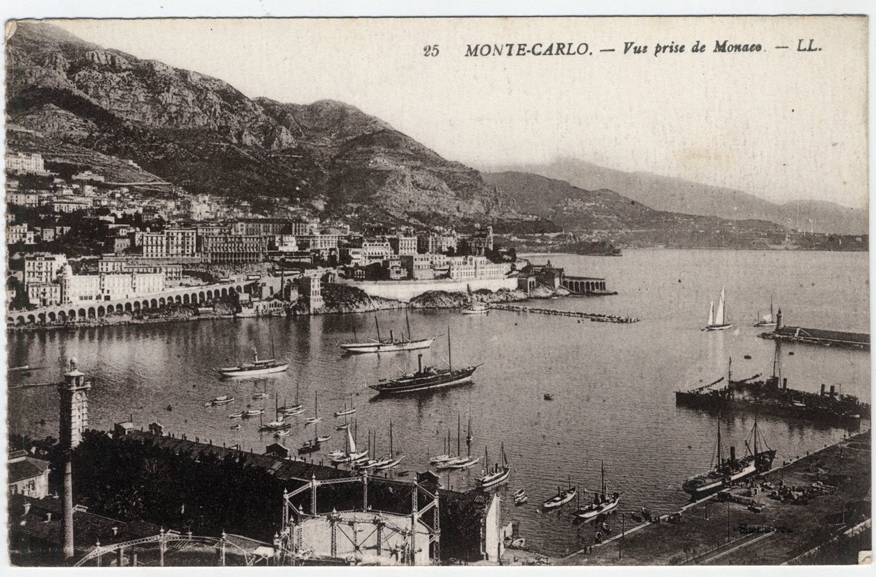Monte Carlo (Monte-Carlo): Utsikt över staden från Monaco - Vykort från slutet av 1800- och 1900-talet av William M. Timlin