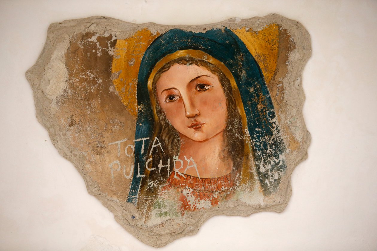 Montevergine-helgedomen, Palmariggi, Italien, fresk av "Allt vackra" Jungfru Maria (foto) av Unbekannt