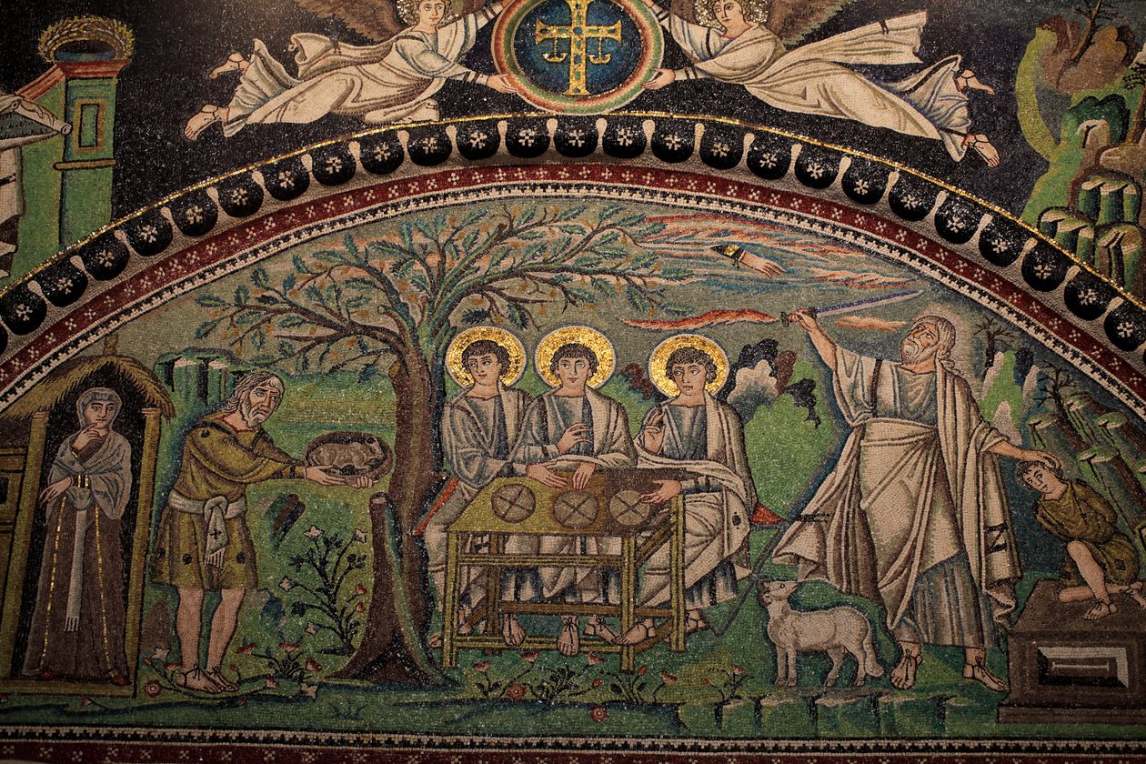 Mosaik från Gamla testamentet "Isaks offer". Basilikan San Vitale. 600-talet, Ravenna, Italien. UNESCO av Unbekannt