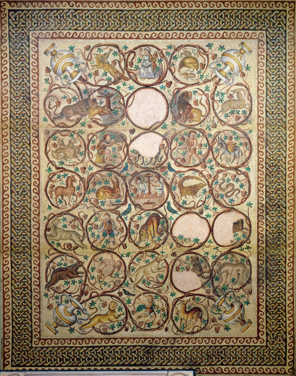 Mosaik av Quabr Hiram från golvet i mittskeppet i St. Christopher-kyrkan, 575 (mosaik) av Unbekannt