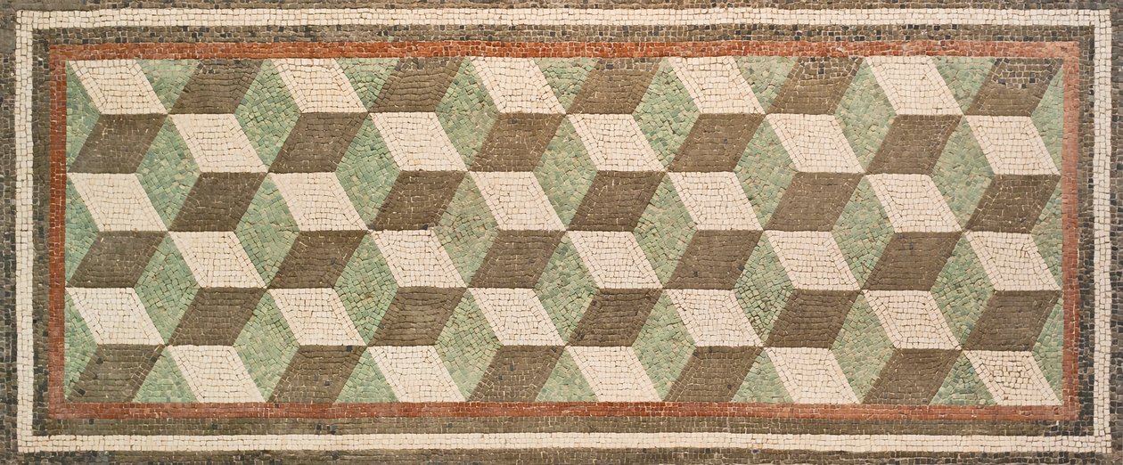 Mosaik med kubisk prospektiv, första århundradet f.Kr., från tablinum av en romersk villa, Roms nationalmuseum (museo nazionale romano), Rom, Italien av Unbekannter Künstler