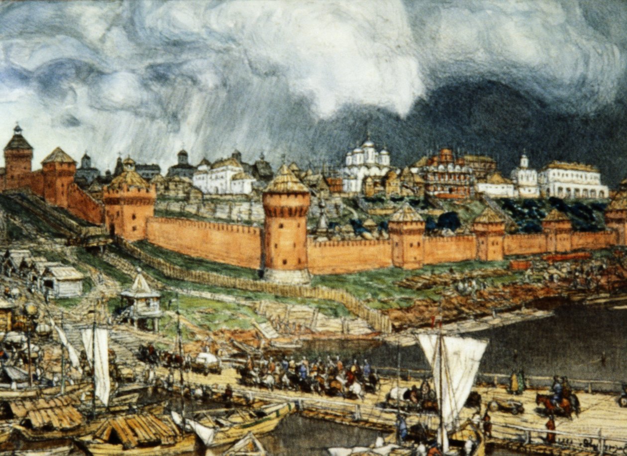 Moskva Kreml under Ivan Llis regeringstid (Ivan den store) på 1500-talet av Apolinary Vasnetsov (1921). av Unbekannter Künstler