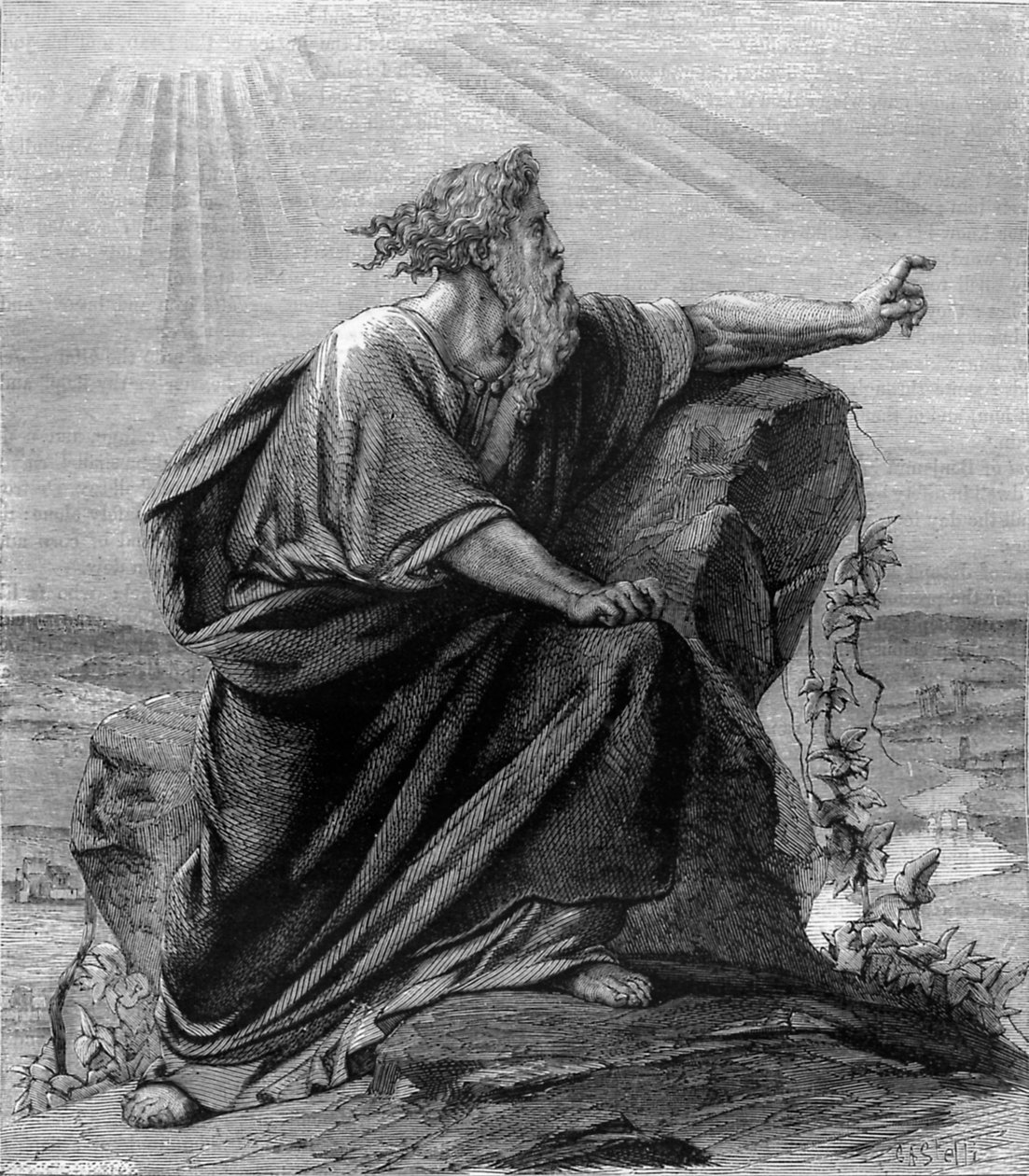 Moses ser det utlovade landet - Bibeln av Unbekannter Künstler