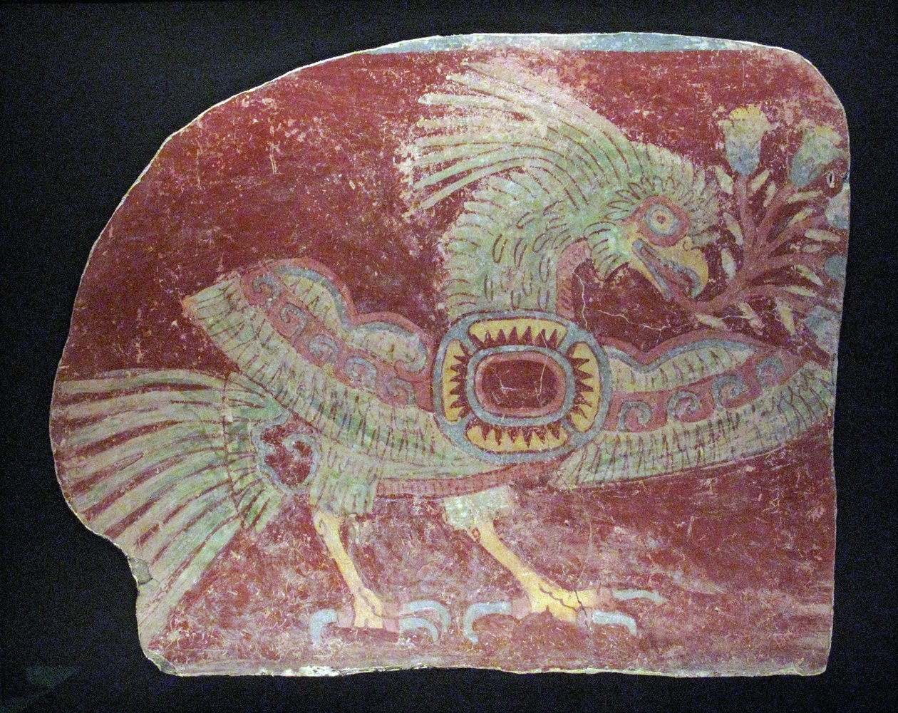 Väggmålningsfragment av en allegorisk quetzal, tidig klassisk period, 200–600 e.Kr. av Unbekannt