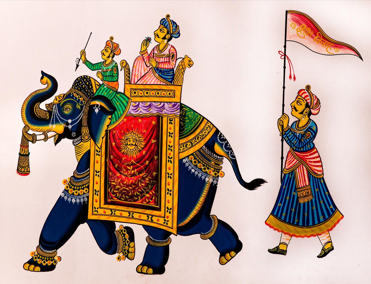 Väggmålning i gamla stan, Udaipur, Udaipur, Rajasthan, Indien, Asien (foto) av Unbekannter Künstler
