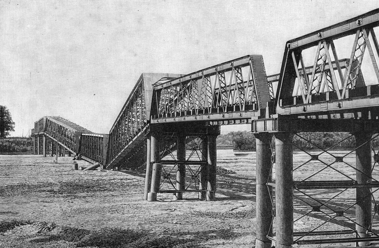 Nagaragawa järnvägsbron efter jordbävningen i Japan den 23 oktober av Unbekannt