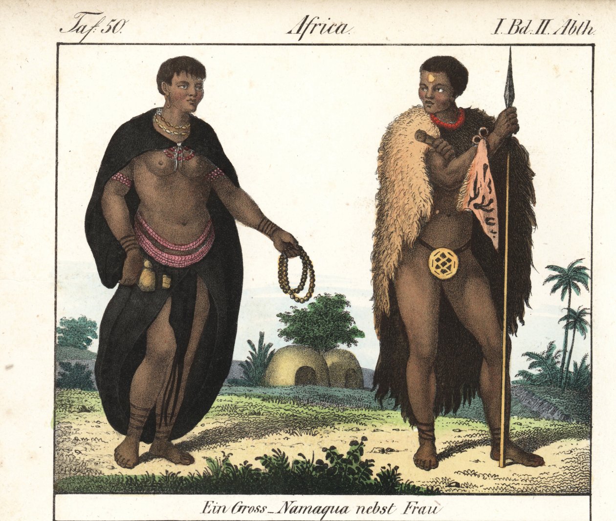 Nama-par (Sydafrika). Litografi för boken: "Galerie complete en tableaux fideles des peuples d