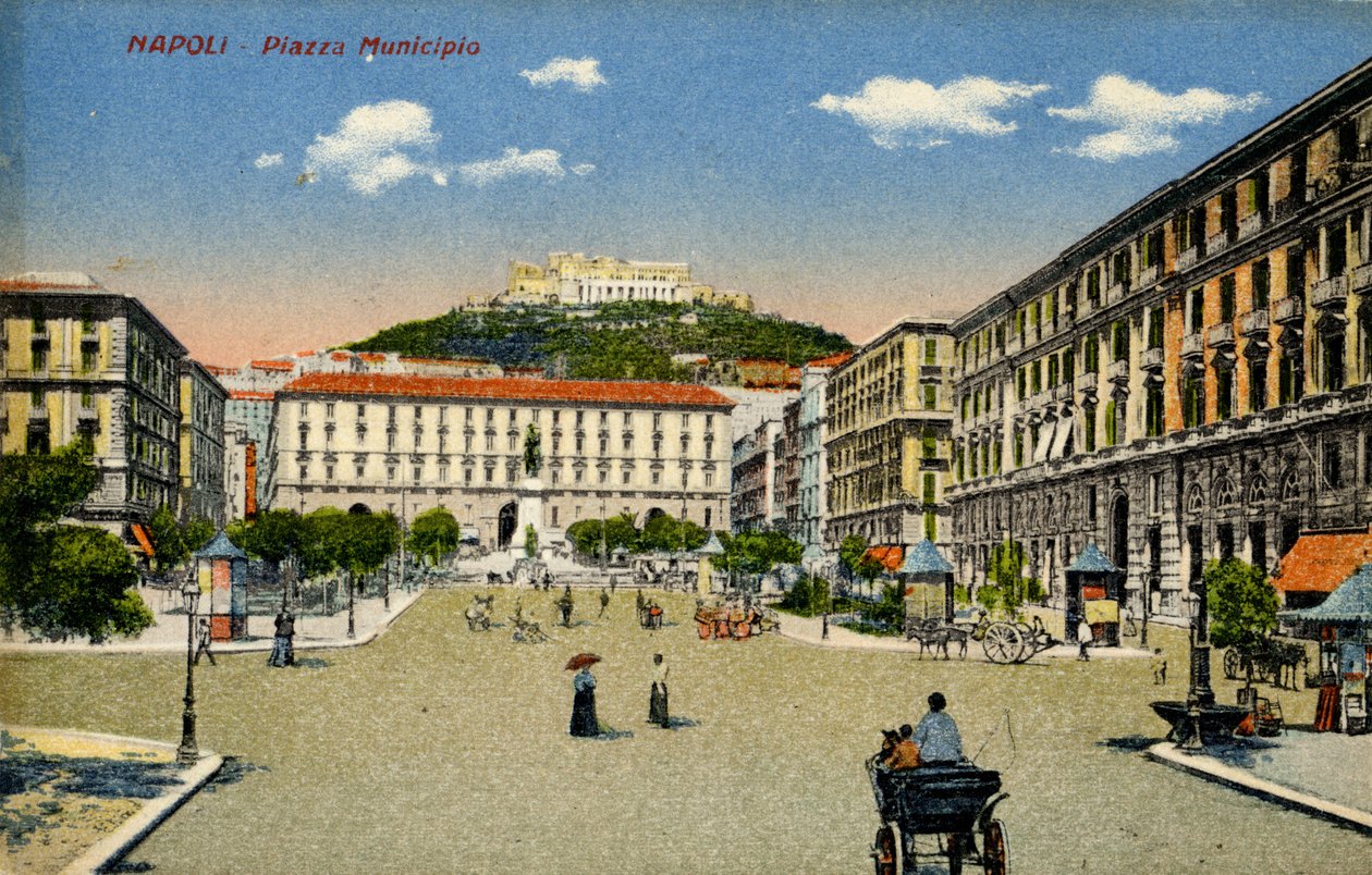Neapel Piazza Municipio, tidigt 1900-tal (vykort) av Unbekannter Künstler