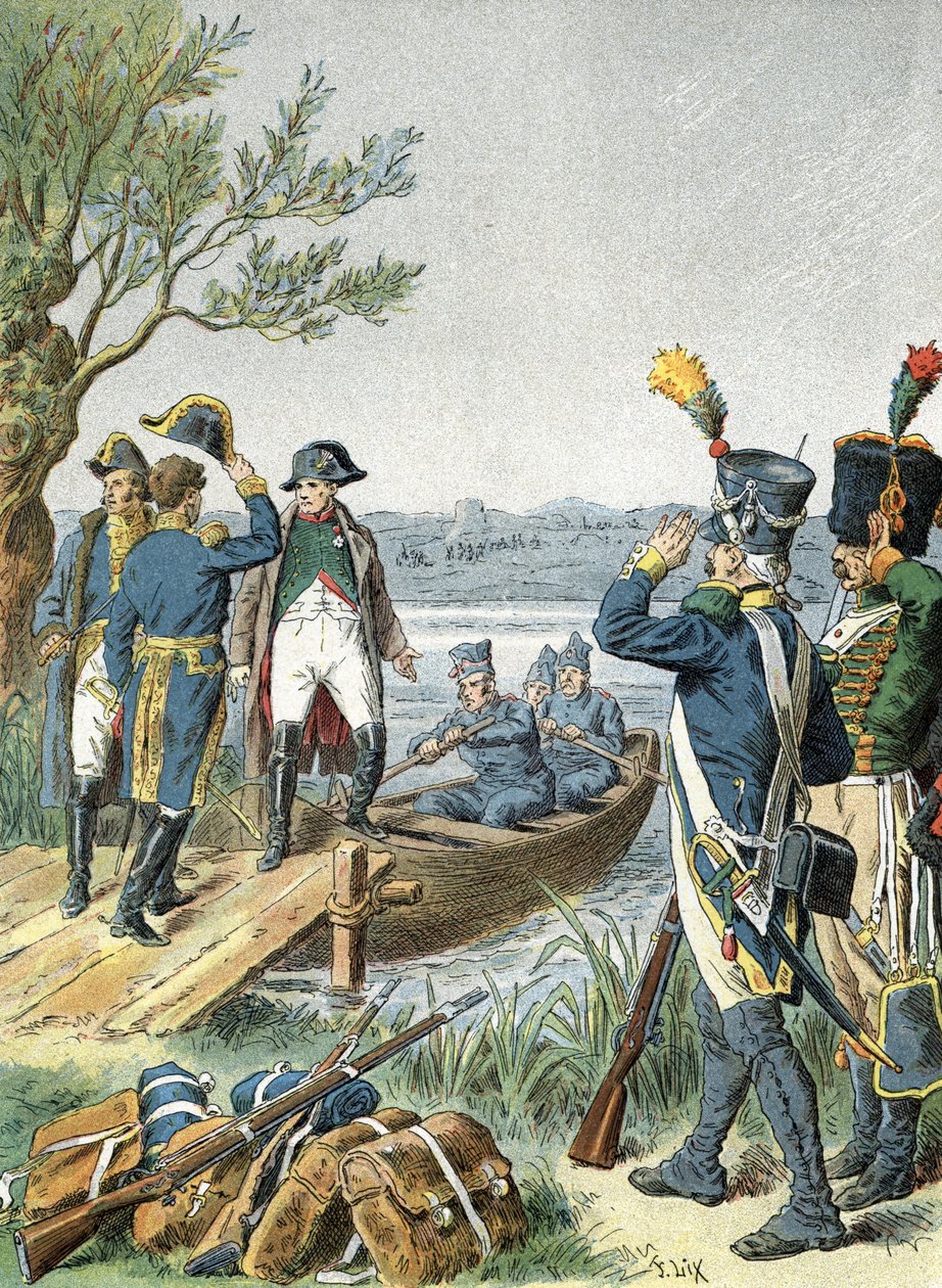 Napoleon I på Lobau Island med André Massena (1809) av Unbekannter Künstler