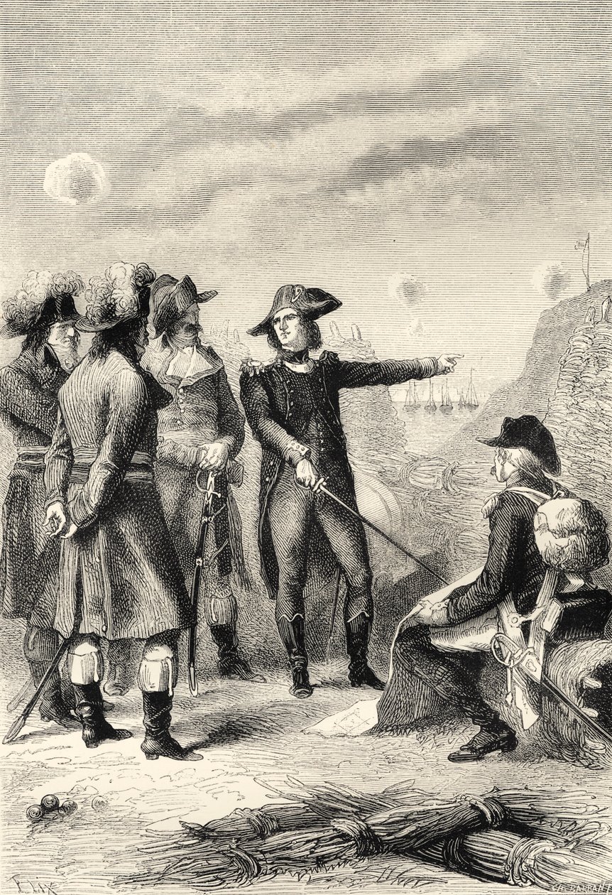 Napoleon vid belägringen av Toulon, Frankrike 1793 (gravyr) av Unbekannter Künstler