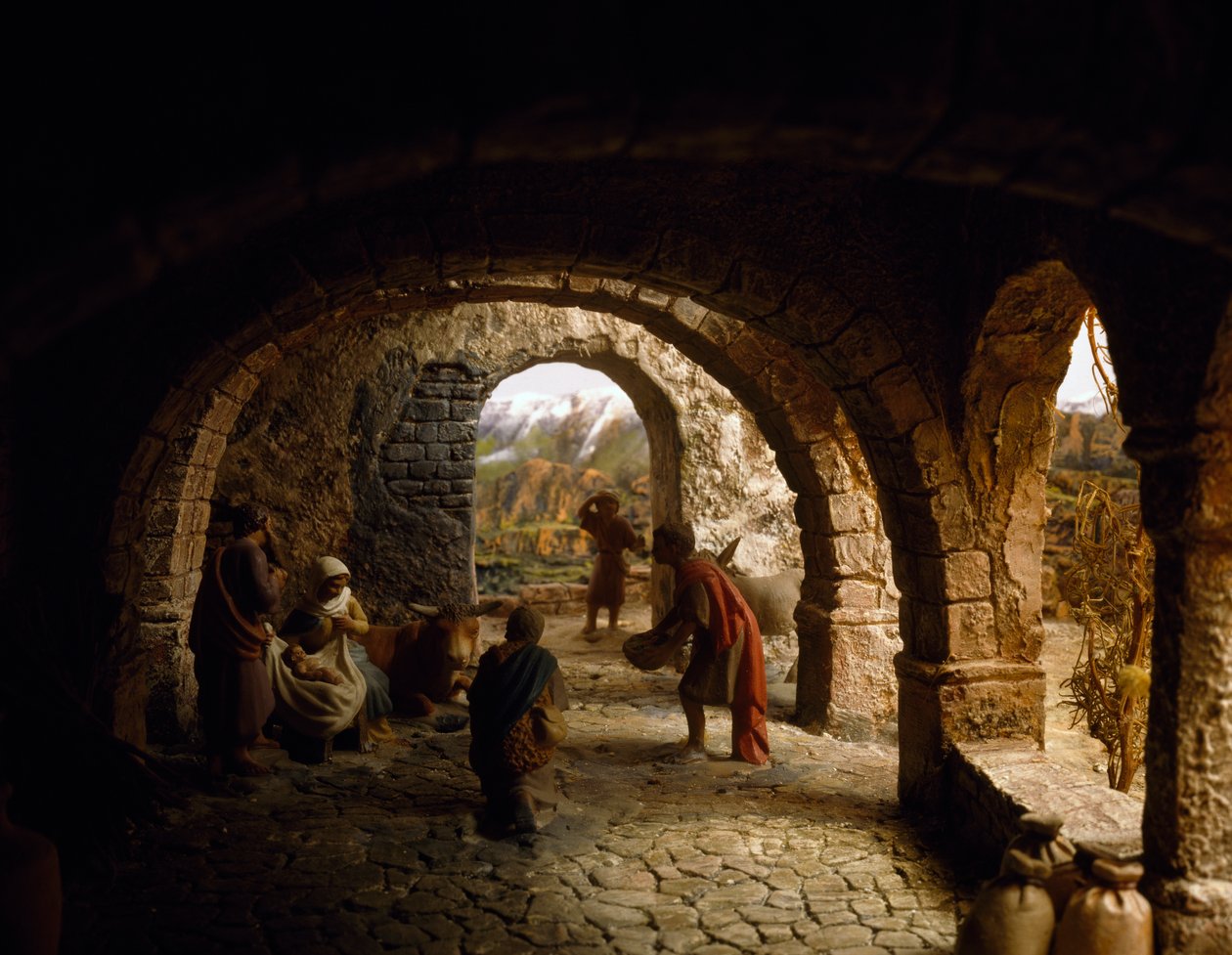 Födelsekyrka, födelsekyrka, diorama, Spanien, 1900-tal av William M. Timlin