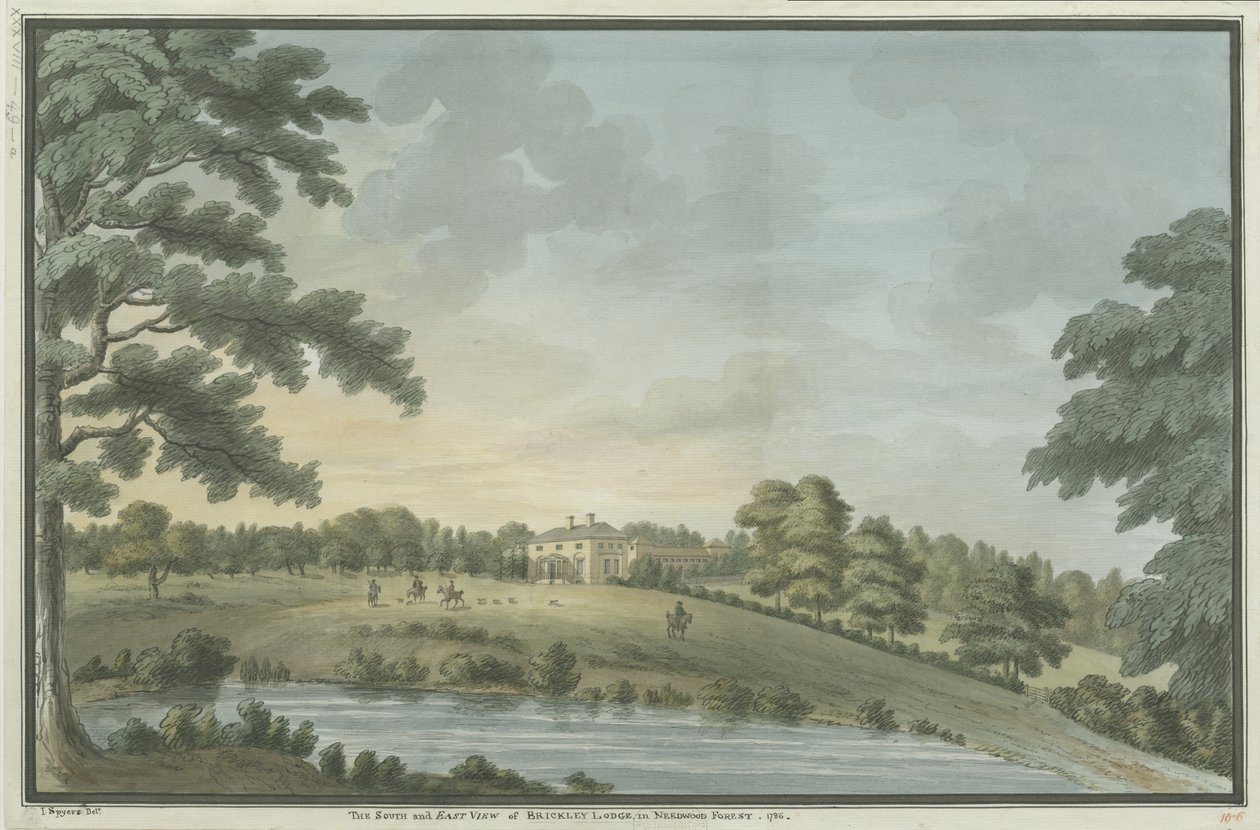 Needwood - Brickley Lodge: akvarellmålning, 1786 av Unbekannt