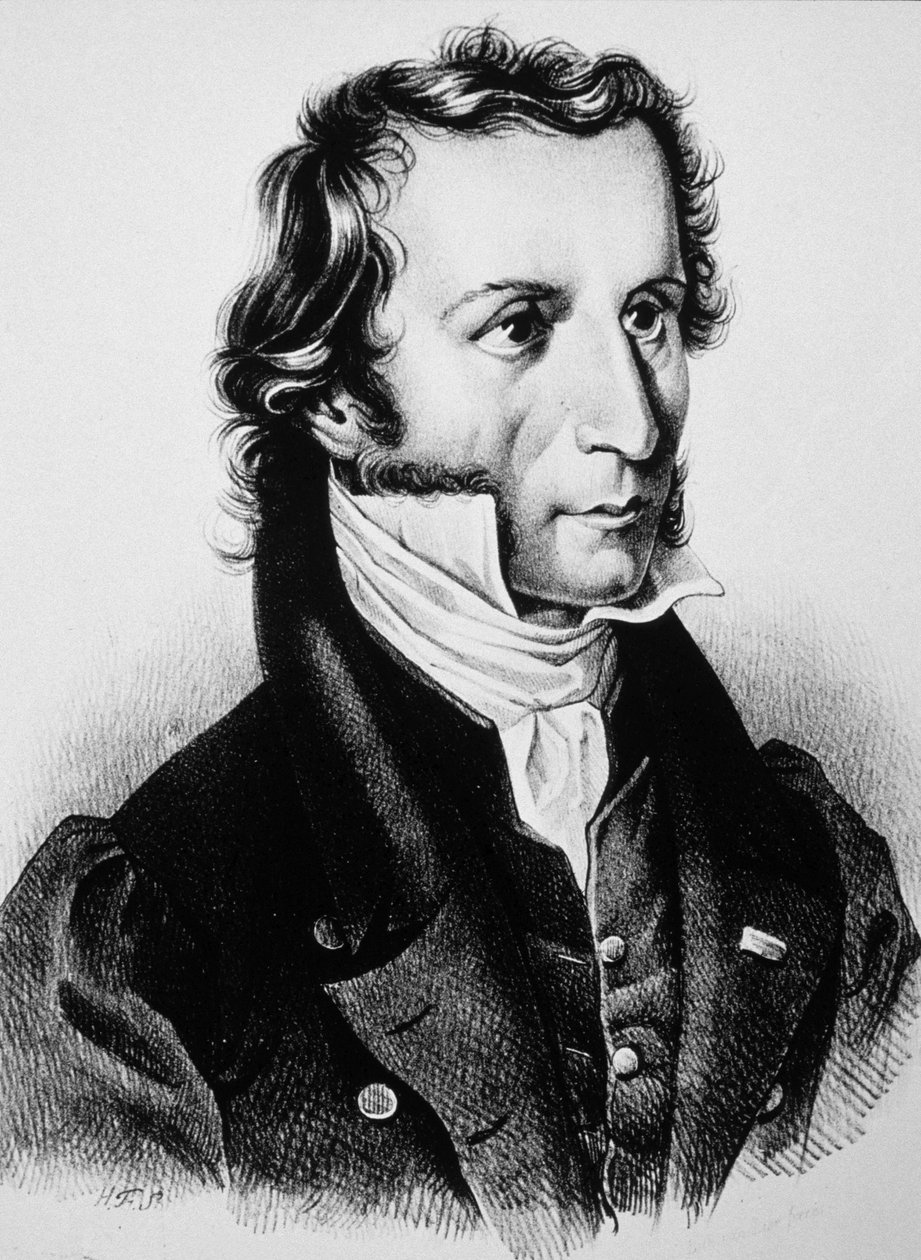 Niccolo Paganini, ca 1850 (gravyr) av Unbekannter Künstler