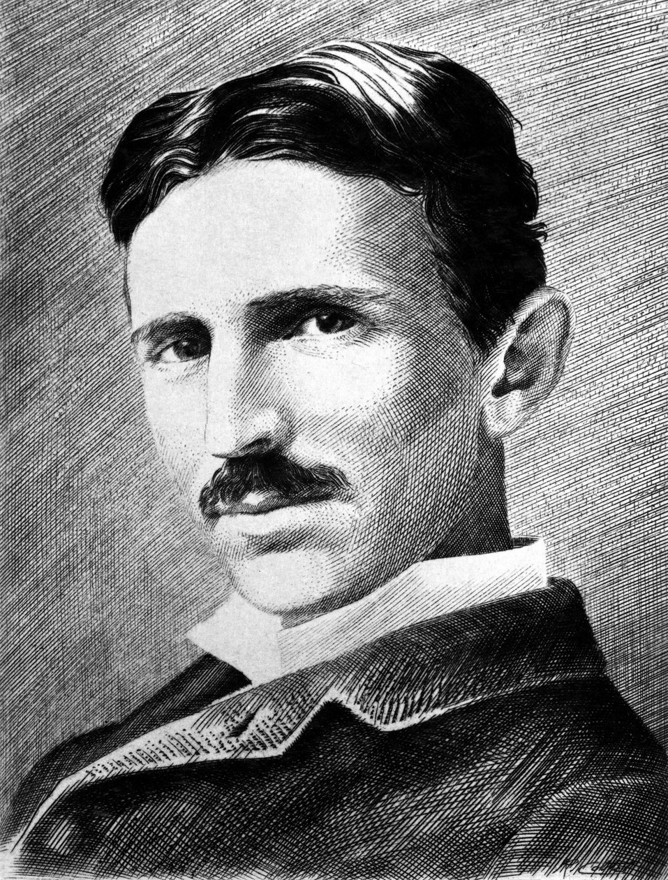 Nikola Tesla, kroatisk-född serbisk ingenjör, fysiker och uppfinnare, ca 1885 av Unbekannter Künstler