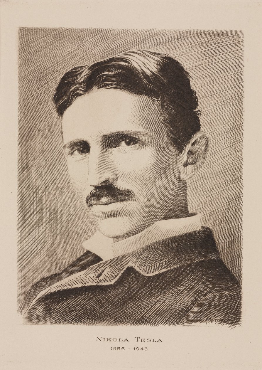Nikola Tesla, kroatisk född serbisk ingenjör, fysiker och uppfinnare, c 1885 av Unbekannt