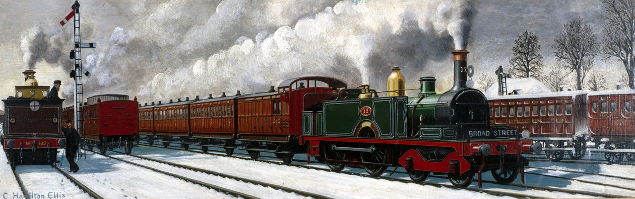 North London Railway tåg som lämnar Richmond mot London av Unbekannter Künstler