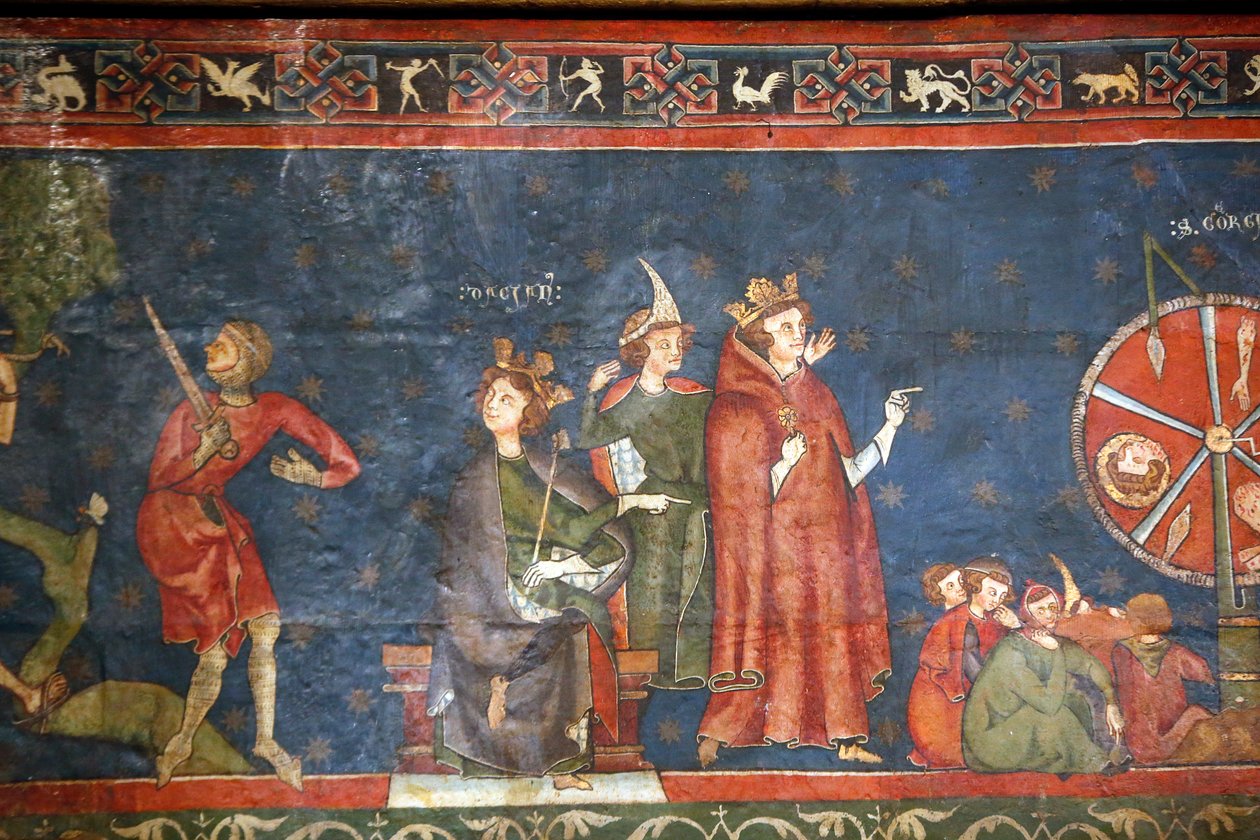 Notre Dame de Clermont-katedralen, Clermont-Ferrand, Frankrike, St Georges kapell (slutet av 1200-talet), Fresco-detalj (foto) av Unbekannt