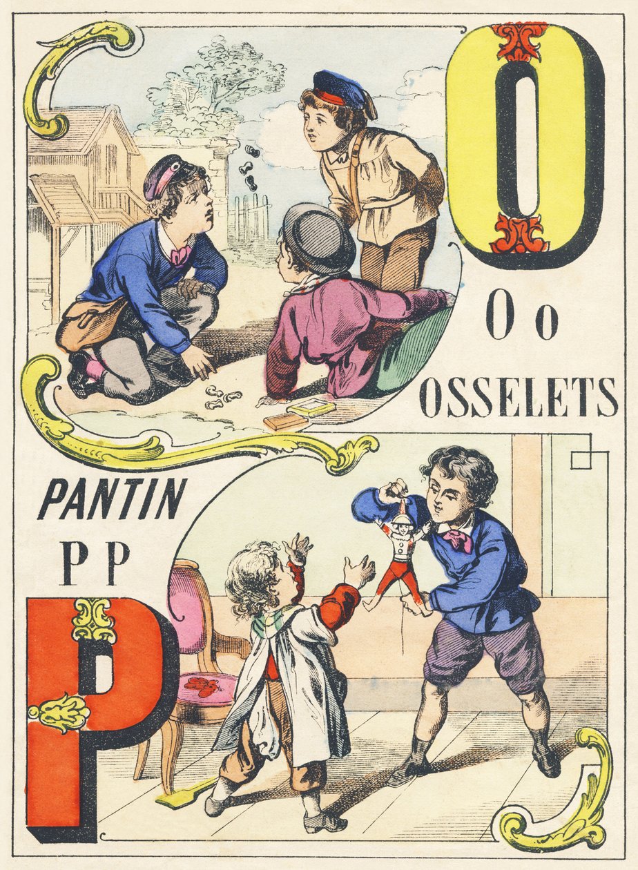 O P: ossicles, marionett - Spelalfabetet, c.1890 (illustration) av Unbekannt