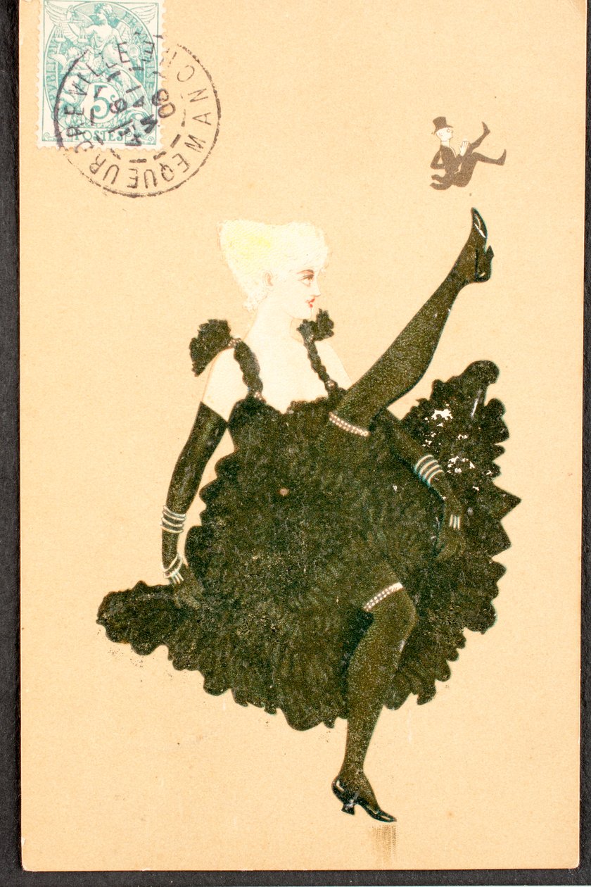 Gammalt vykort/fransk Cancan/Woman of the Belle Epoque av William M. Timlin