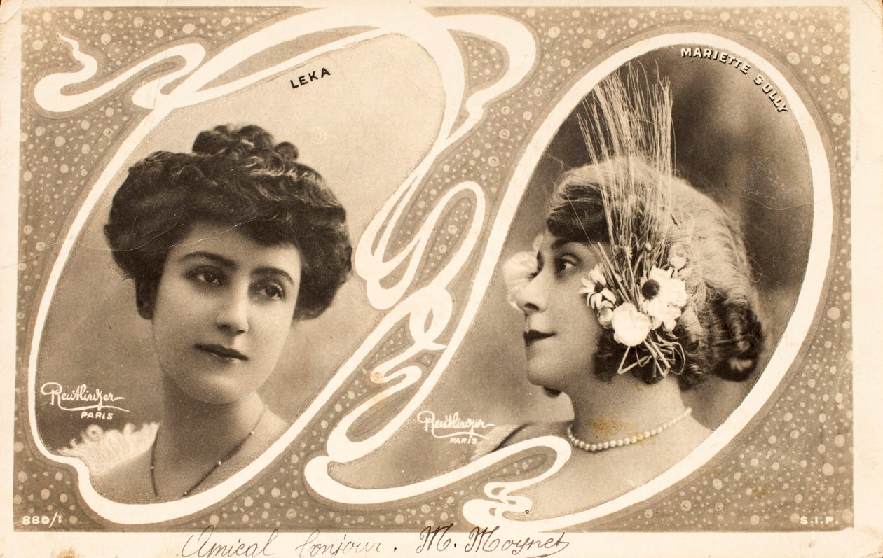 Gammalt vykort/Leka/Mariette Sully (1874-1940)/Skådespelerska av William M. Timlin