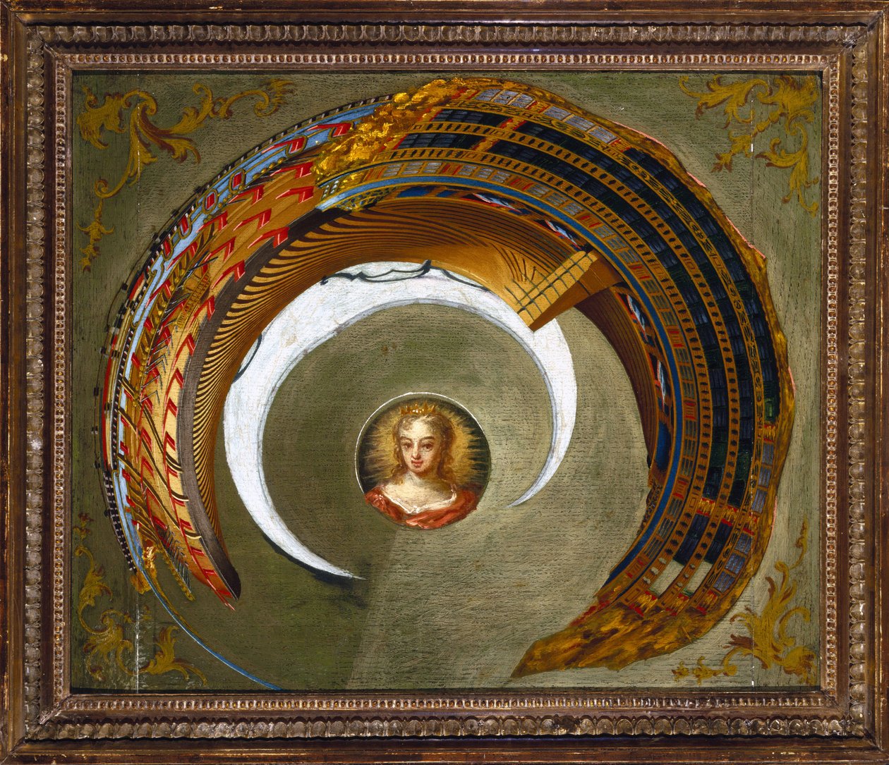 Optiska illusioner Anamorfisk målning av ett skepp, c 1744-1774 av Unbekannt