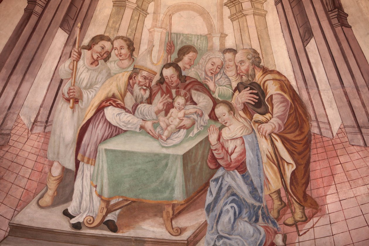 Our Lady of Assumption kyrka. Baby Jesus i synagogan Cordon Frankrike av Unbekannt