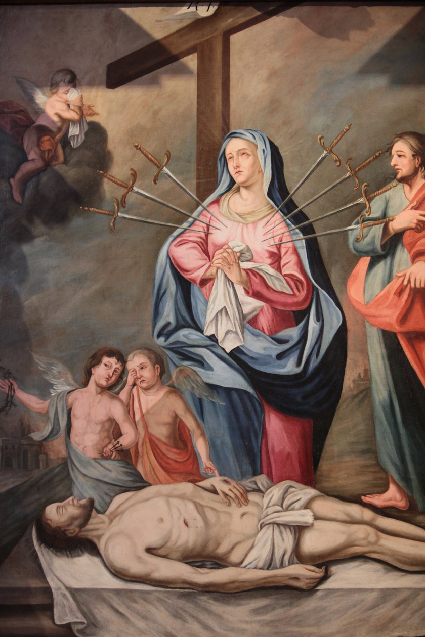 Our Lady of Assumption kyrka. Marias sju sorger Cordon Frankrike av Unbekannt
