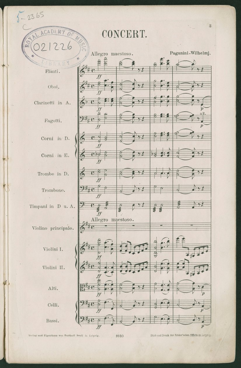 Paganini violinkonsert nr 1, op 6 av Unbekannter Künstler