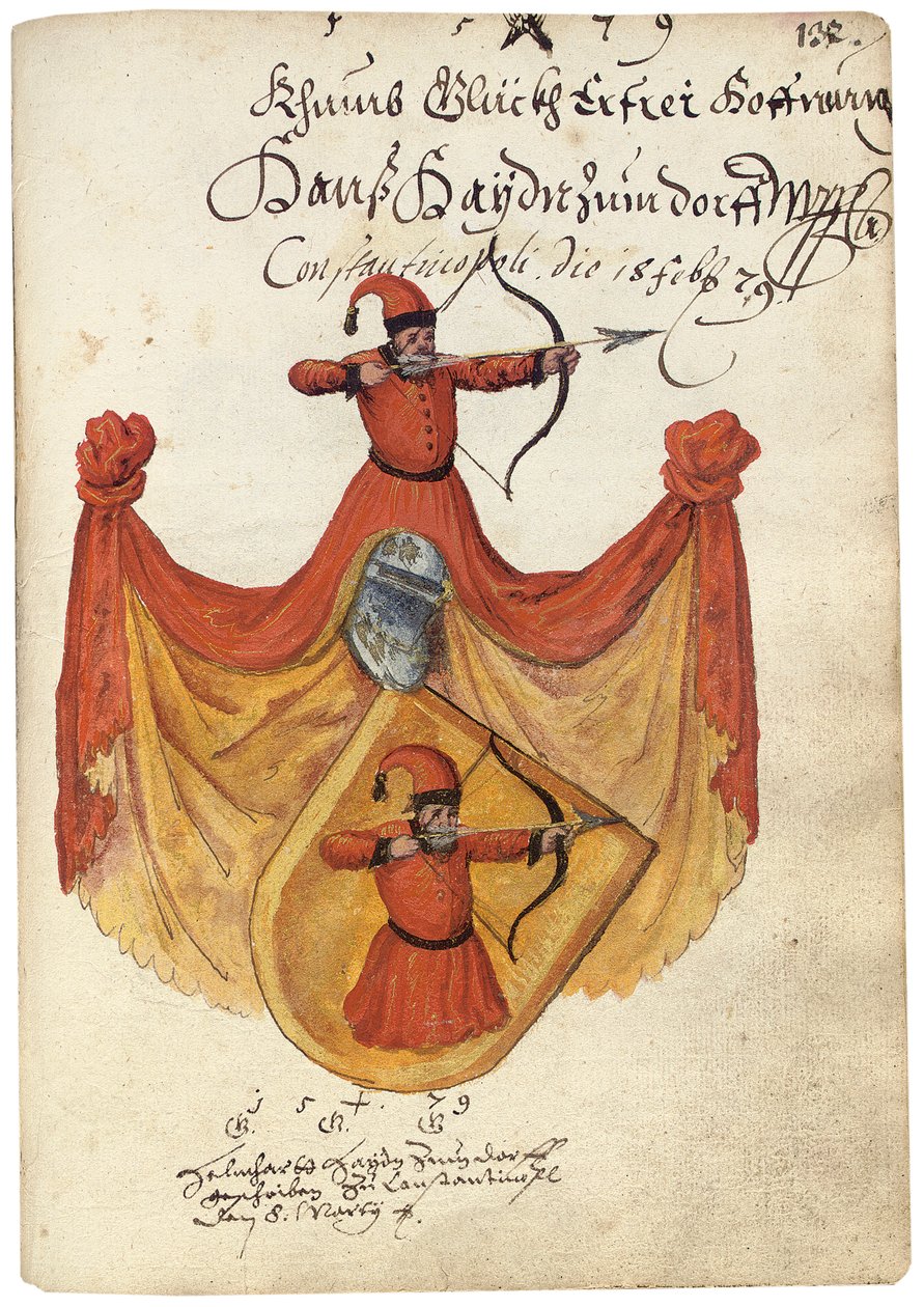 Sida från albumet Amicorum of Salomon Schweigger von Sulz, 1576-1608 av Unbekannt