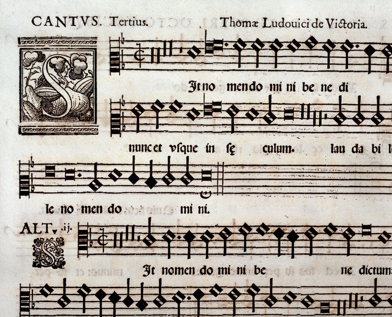 Sida av musikaliska partitur av In the Name of the Lord av Thomas Louis de Victoria av Unbekannter Künstler