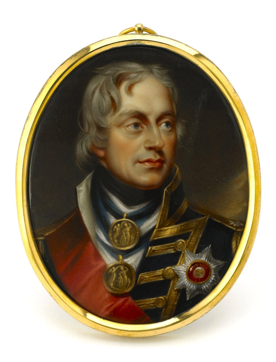 Målad miniatyr, föreställande viceamiral Horatio Nelson (1758-1805). Hänge, koppar och emalj, tidigt 1800-tal, porträtt av Henry Pierce Bone (1779-1855). av Unbekannter Künstler