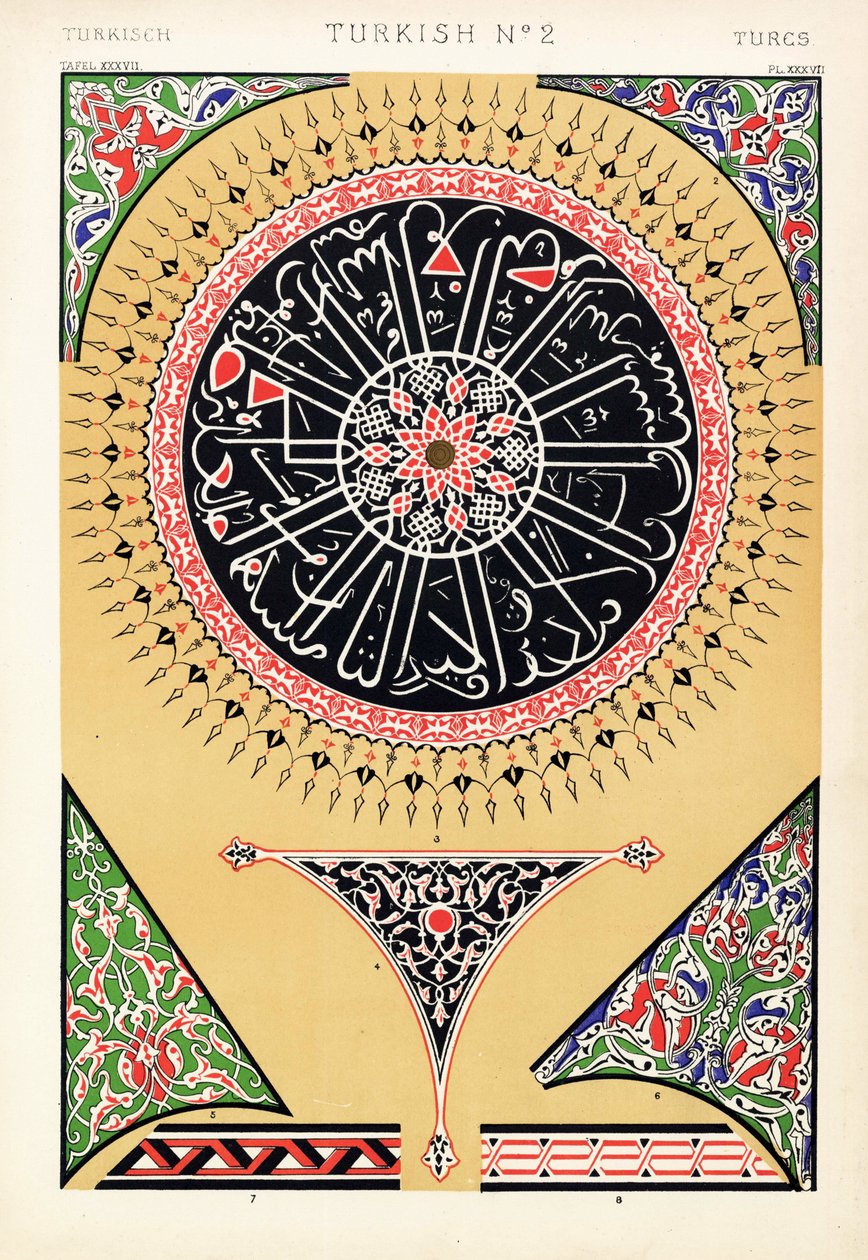 Målade ornament från Soliman-moskén (Suleymaniye-moskén), Konstantinopel (Istanbul). Från Yeni D