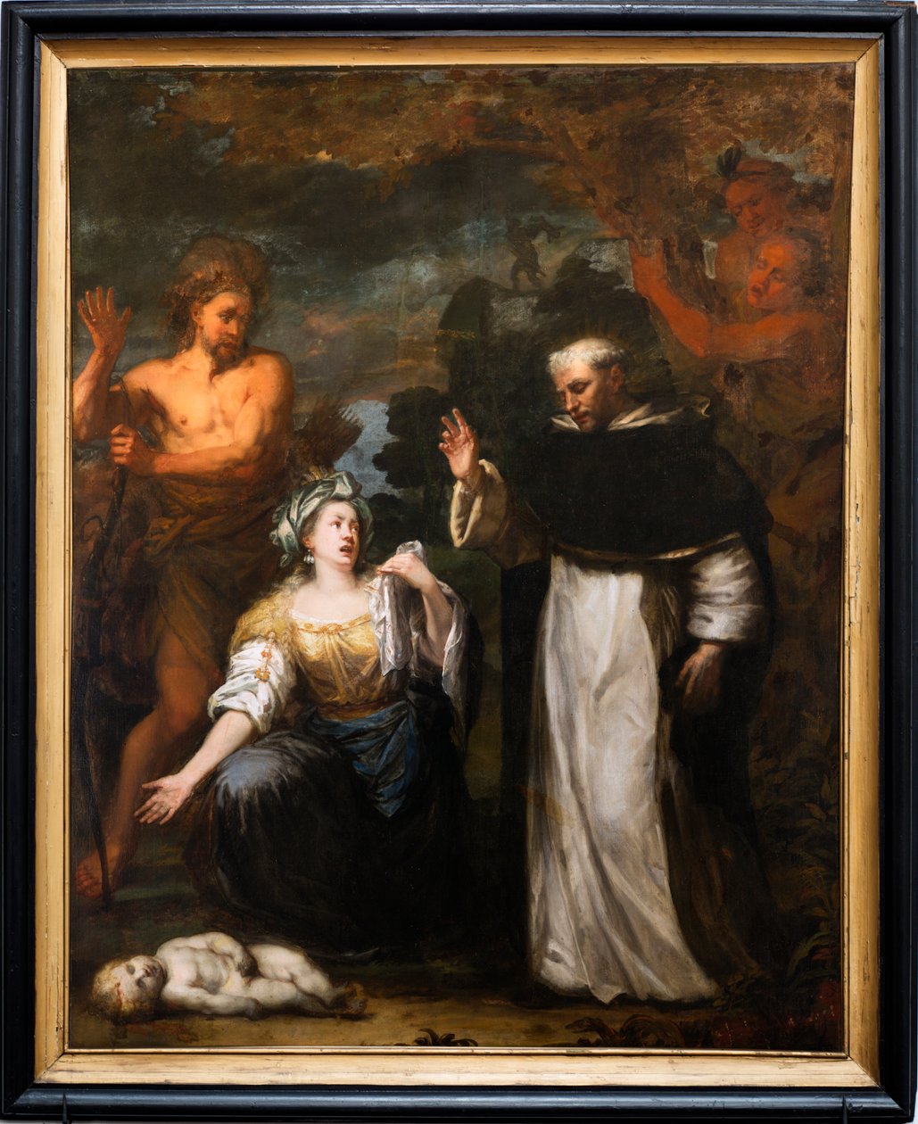 Målning, Saint Dominic botar ett barn. av Unbekannter Künstler