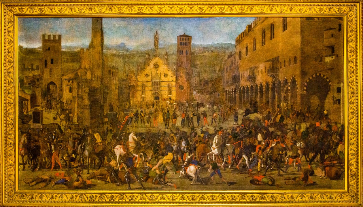 Målning av Mantua som glorifierar Gonzaga-familjens segerrika kamper av Unbekannter Künstler