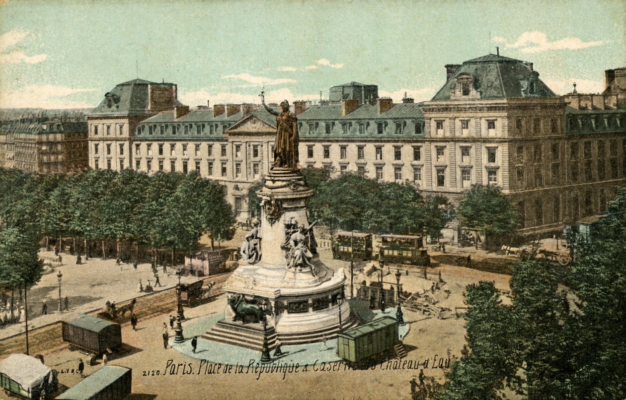 Paris, Frankrike: Place de la République och Kaserne av Unbekannter Künstler