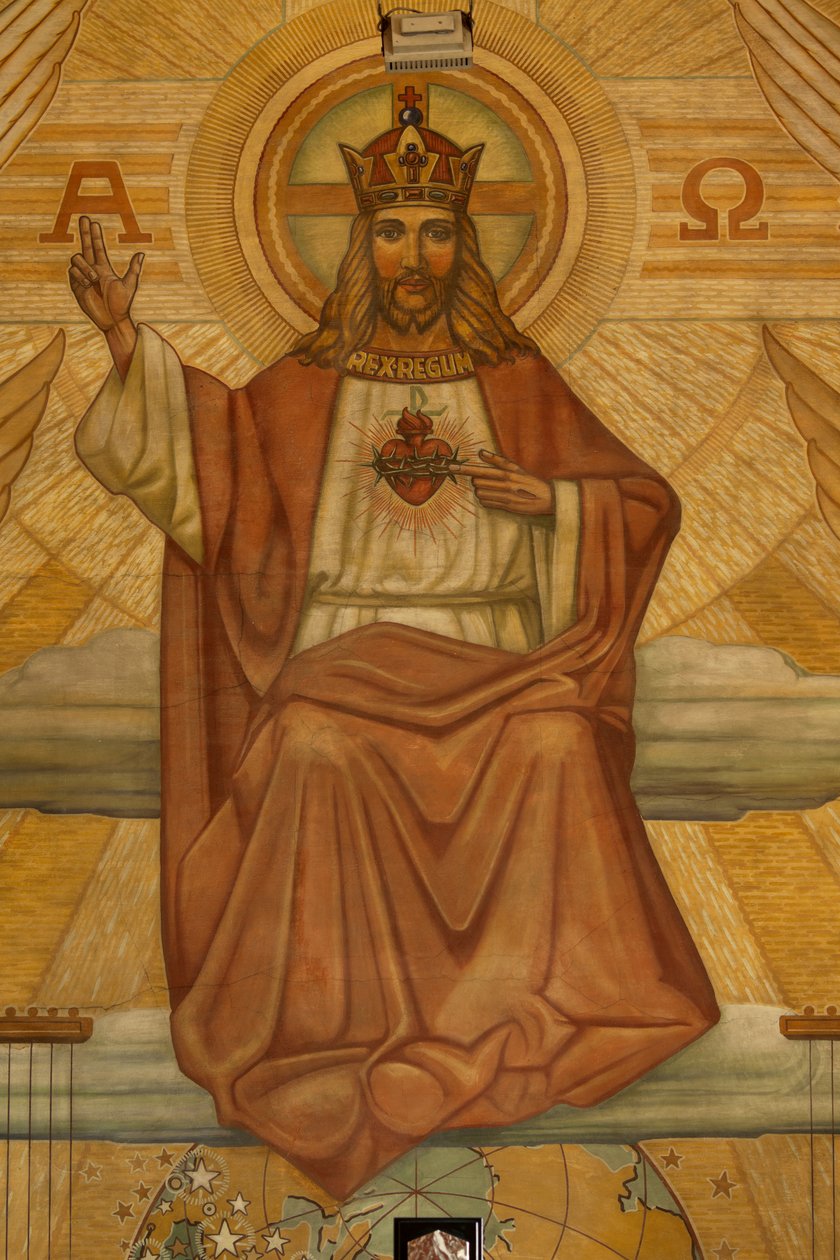 Sockenkyrka (Heilig-Hartkerk). Interiör. Modernism. Kören. Mosaik. Kristus. av Unbekannt