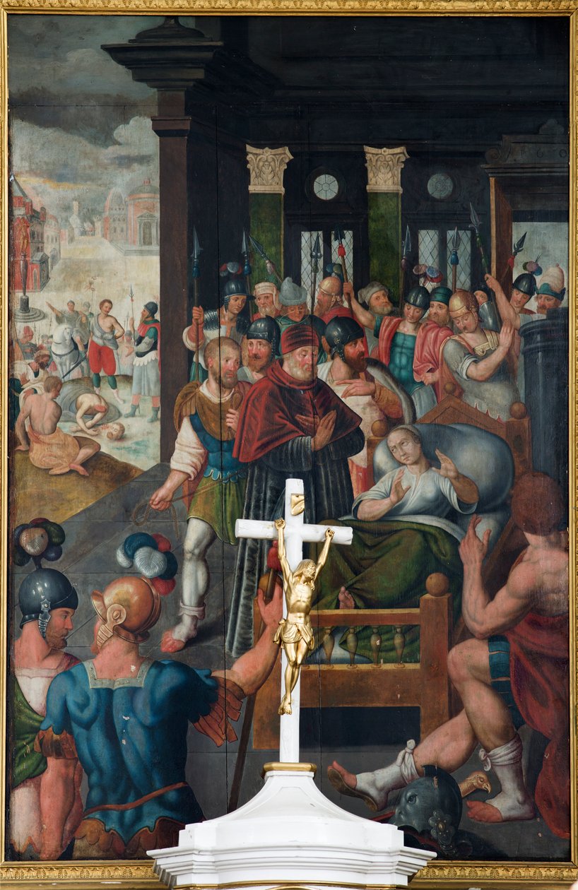 Sockenkyrka (Sankt Mikael, Cornelius och Ghislenus församlingskyrka). Interiör. Målning. av Unbekannter Künstler